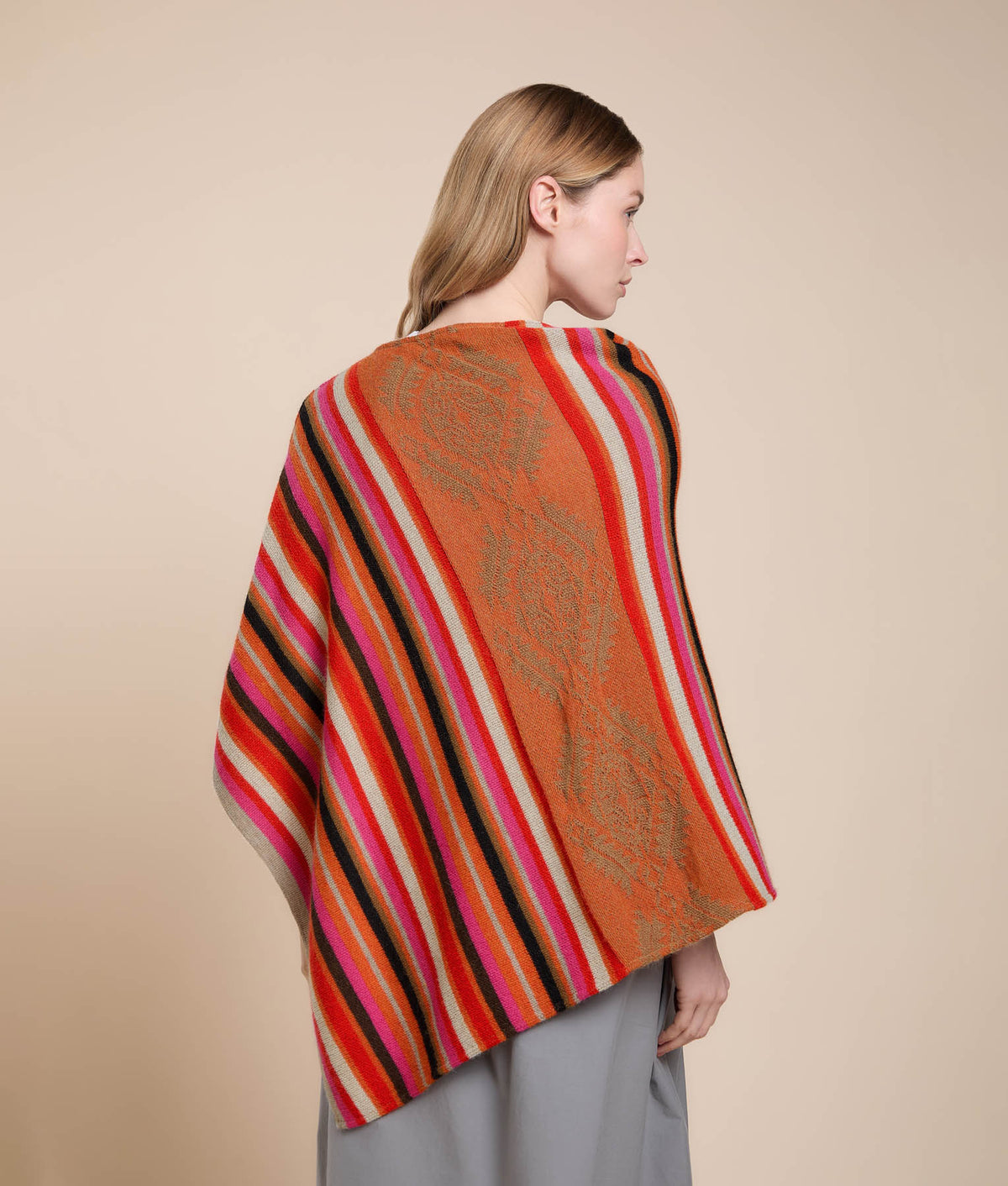 Striped Jacquard Poncho