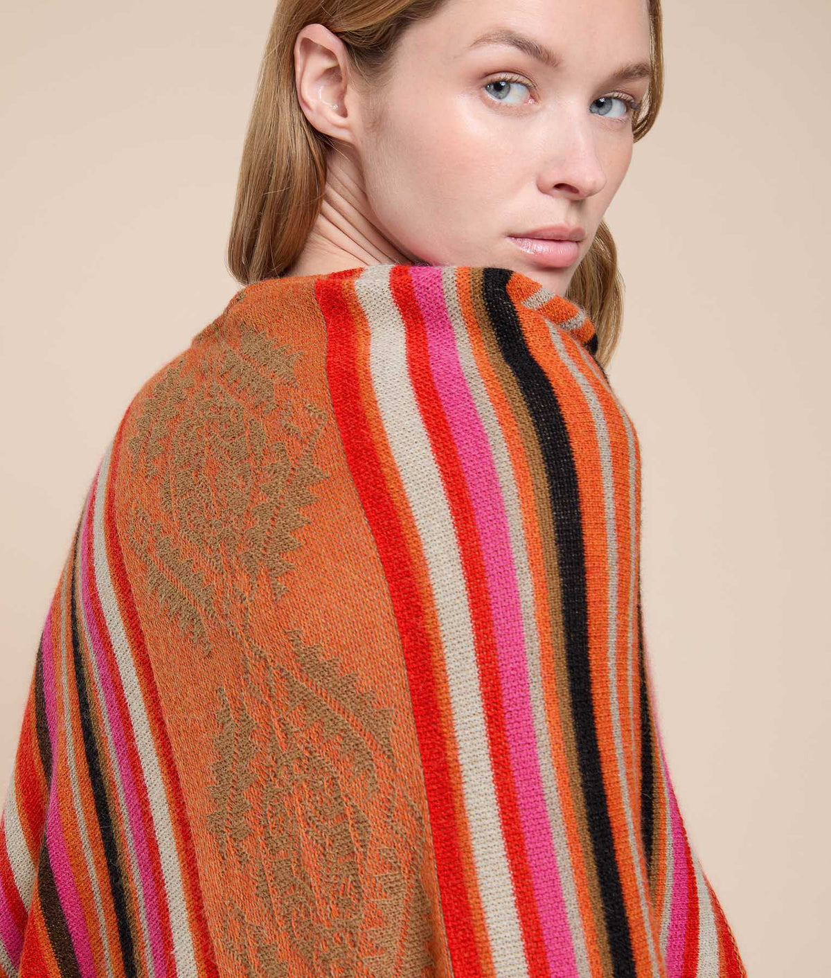 Striped Jacquard Poncho