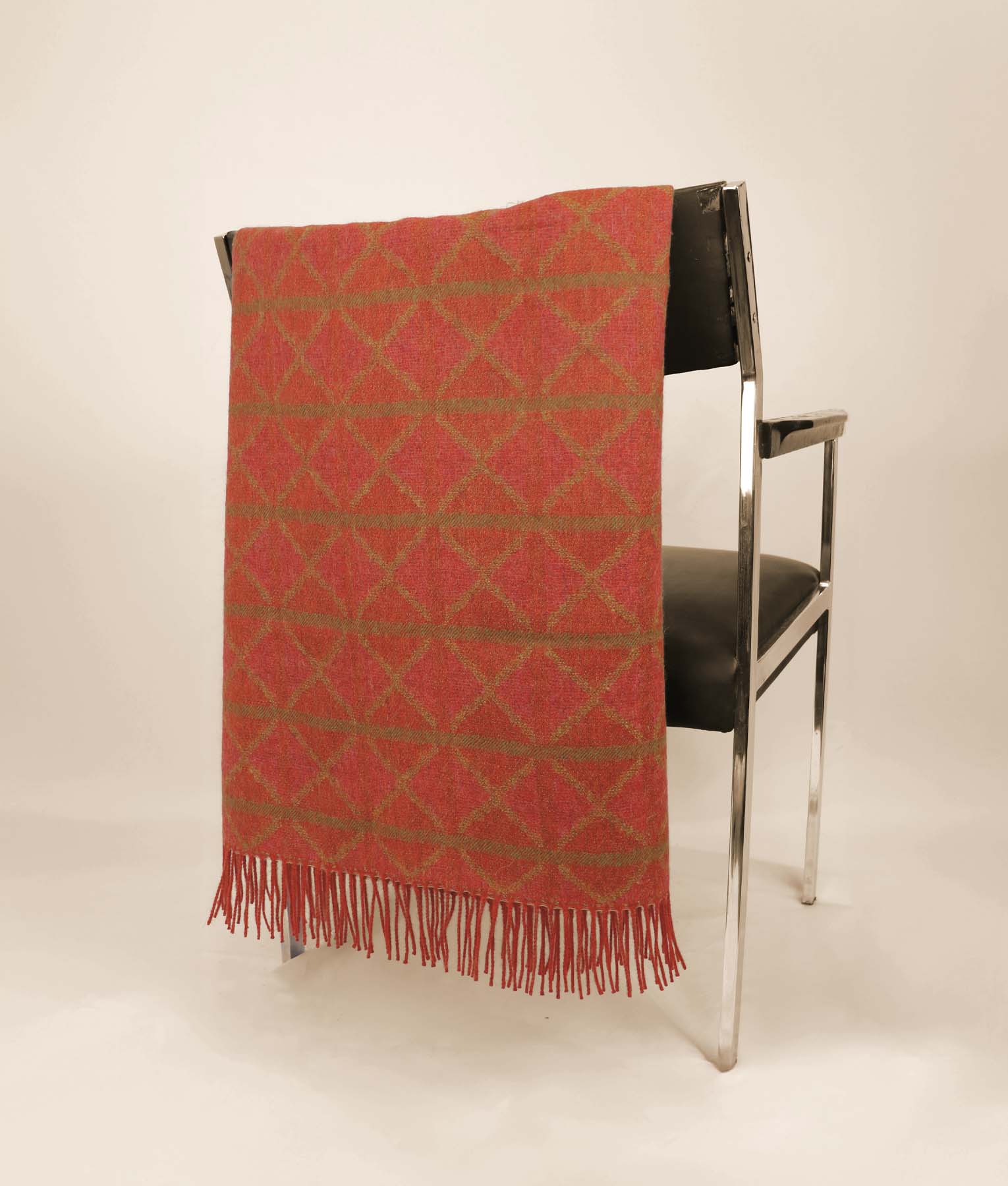 Cross Out Jacquard Throw - Aurora Red And Summer Fig