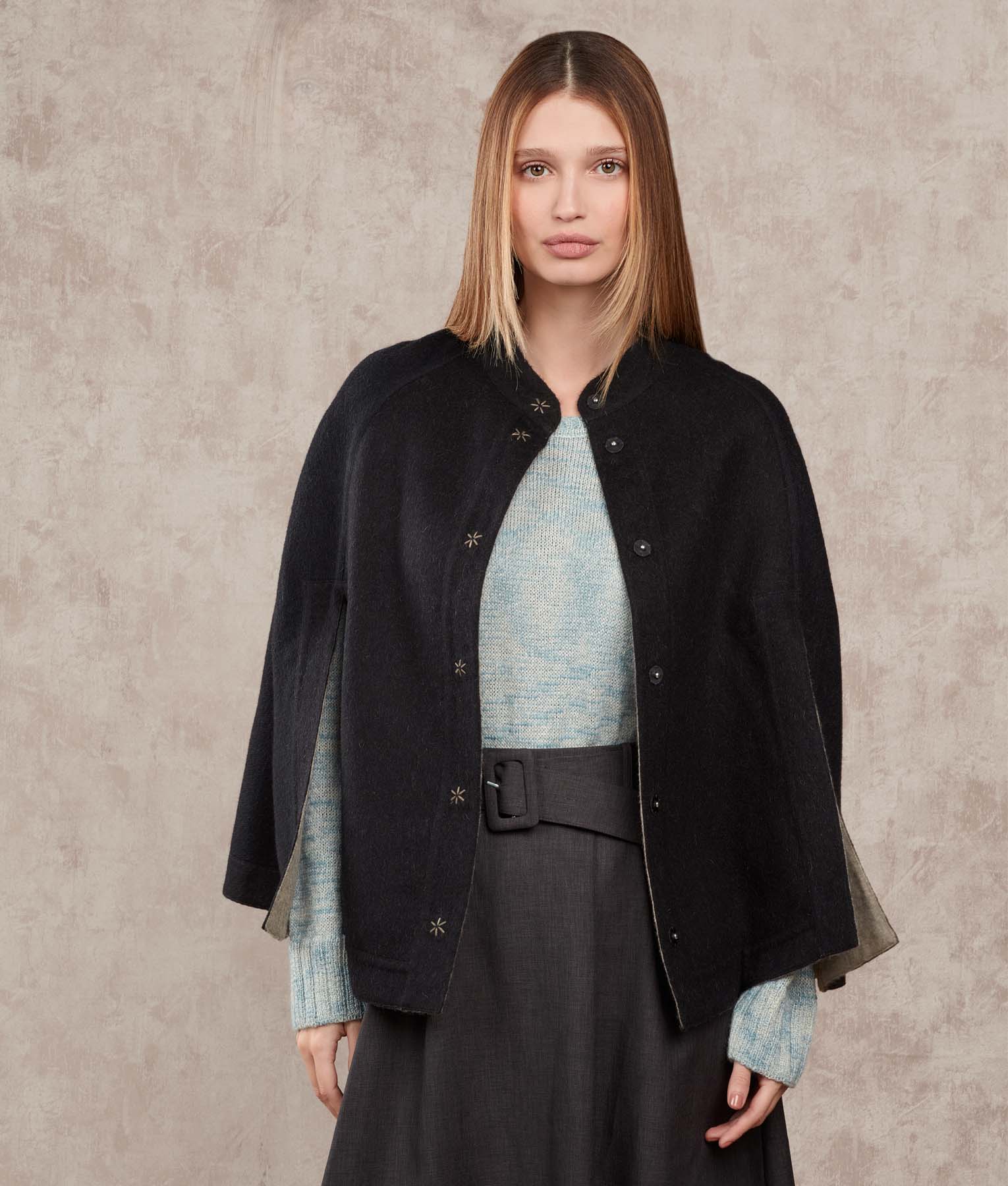 Color Blocked Reversible Cape - Ghost And Tornado