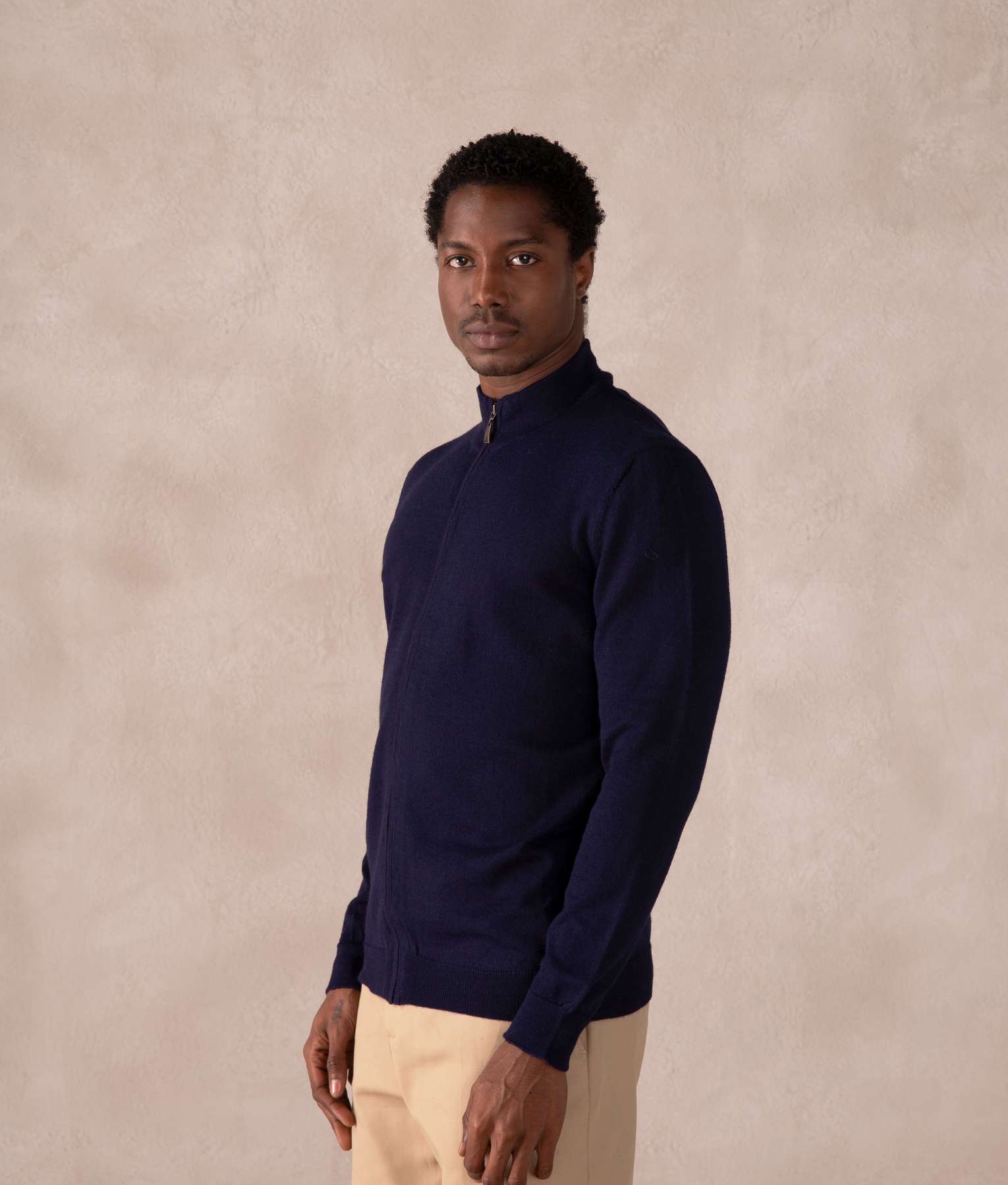 Mock Neck Cardigan - Night Sky And Blue Moon