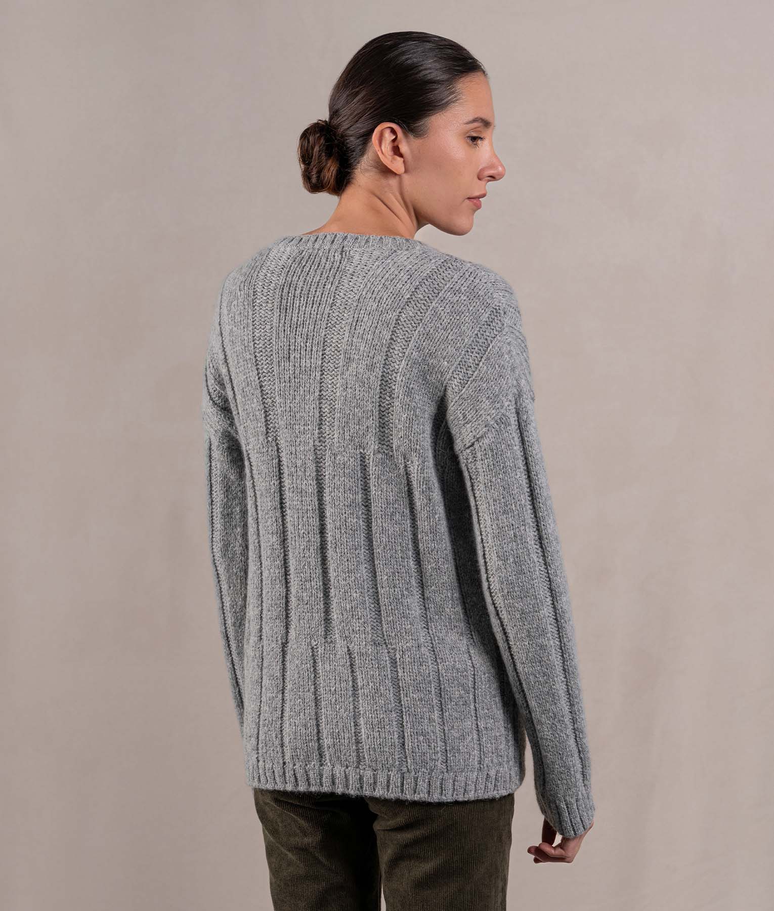 Ribbed Long Sweater - Heather Grey