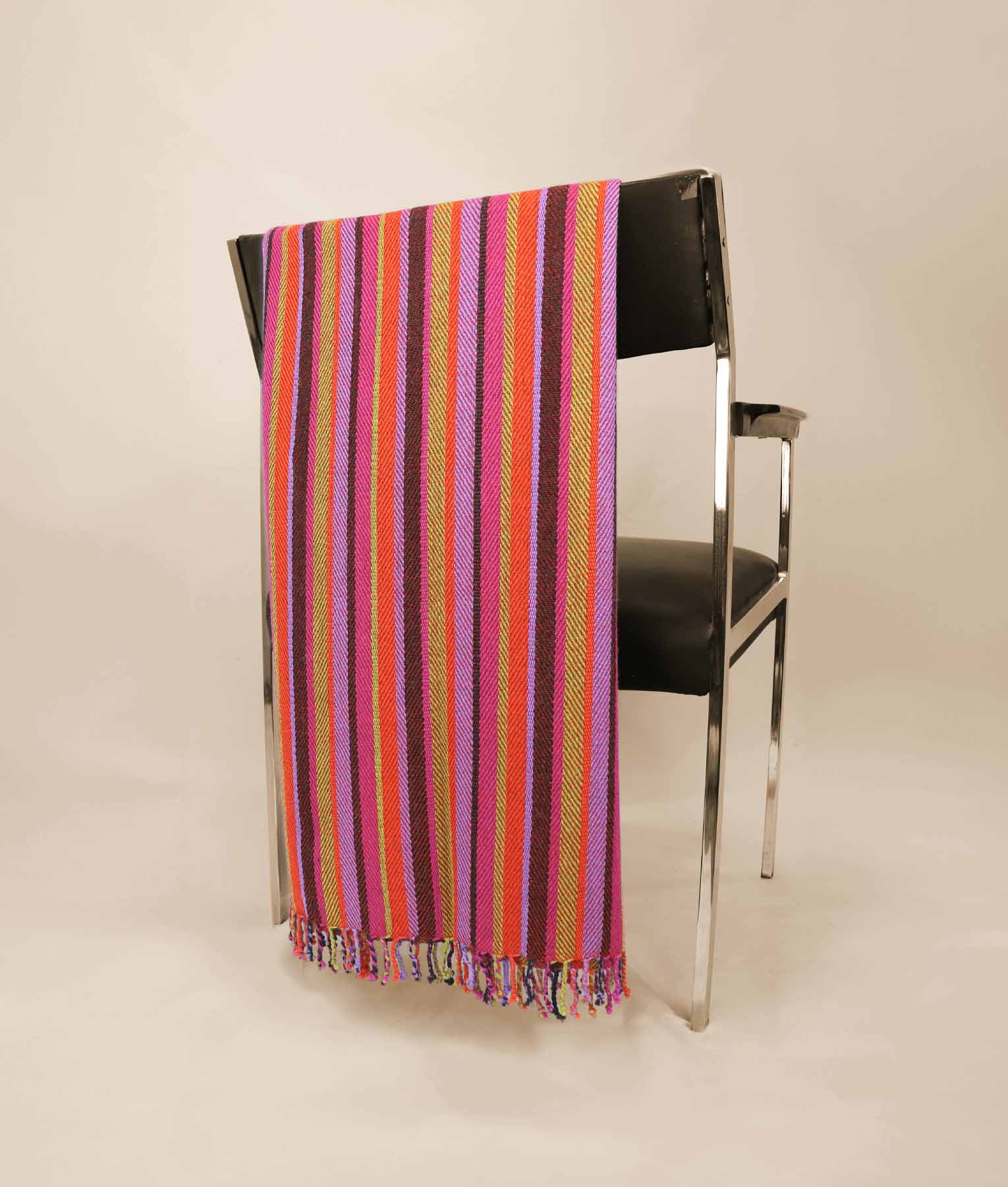 Striped Herringbone Baby Alpaca Throw