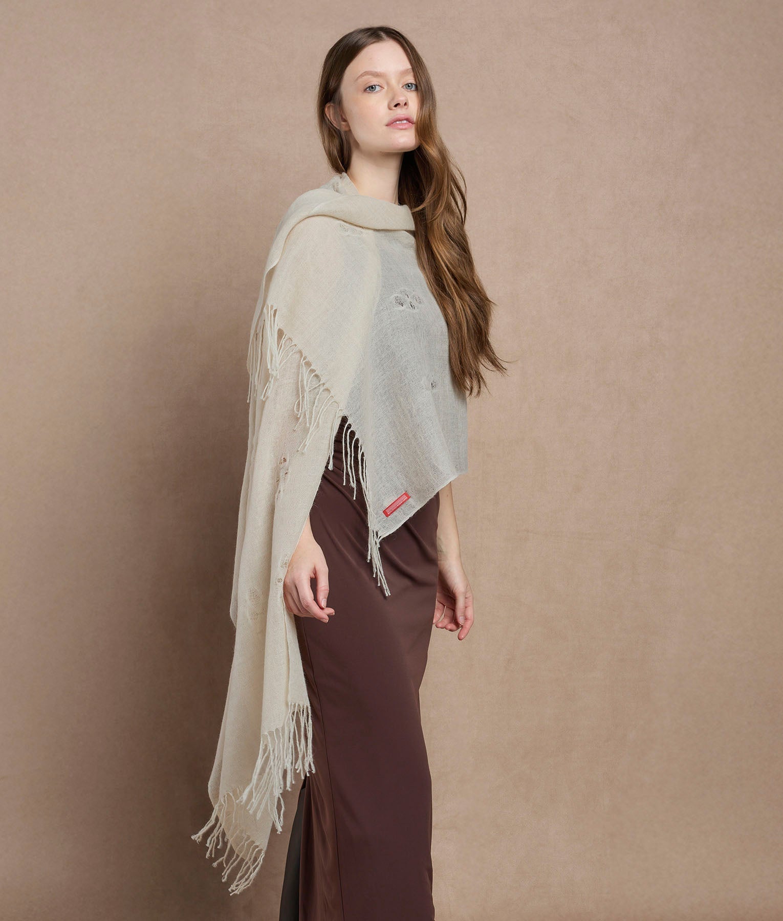 Cocos Twisted Fringe Stole - bone