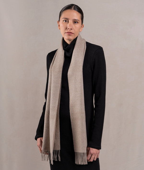 Long Brushed Scarf - Taupe Simply — taupe simply baby alpaca by Sol Alpaca
