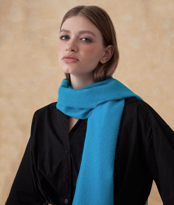 Long Brushed Scarf - Blue Turkish Tile — blue turkish tile baby alpaca by Sol Alpaca