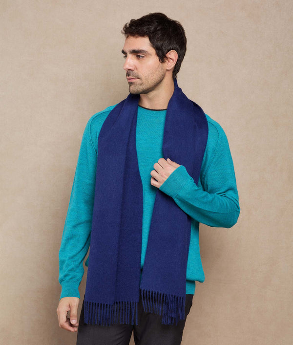 Long Brushed Scarf — Indigo Blue — indigo blue baby alpaca by Sol Alpaca