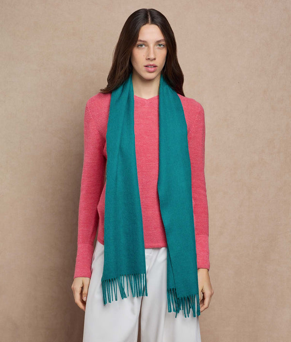 Long Brushed Scarf — Turquoise Melange — turquoise melange baby alpaca by Sol Alpaca
