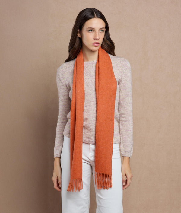 Long Brushed Scarf — Orange Melange — orange melange baby alpaca by Sol Alpaca