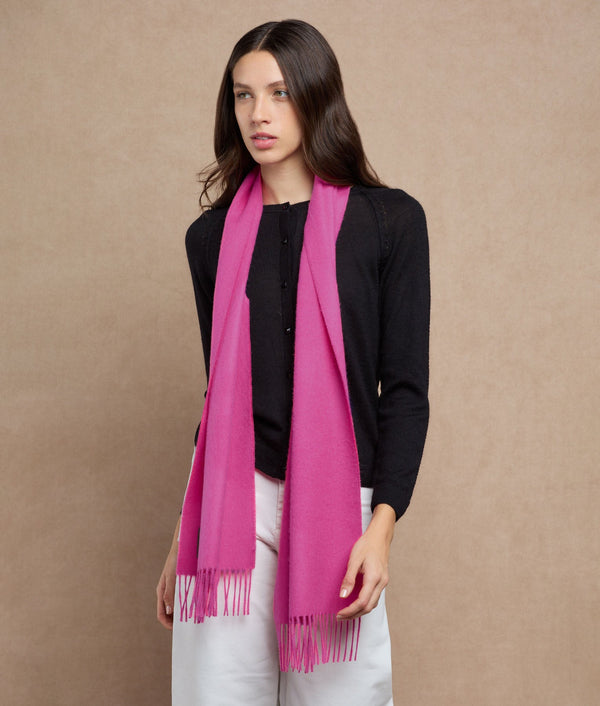 Long Brushed Scarf — Pink Peacock — pink peacock baby alpaca by Sol Alpaca