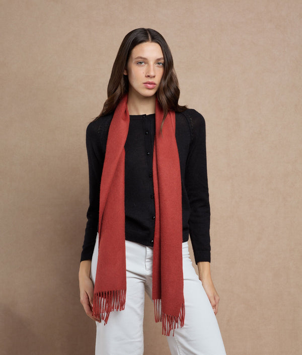 Long Brushed Scarf — Burnt Henna — burnt henna baby alpaca by Sol Alpaca
