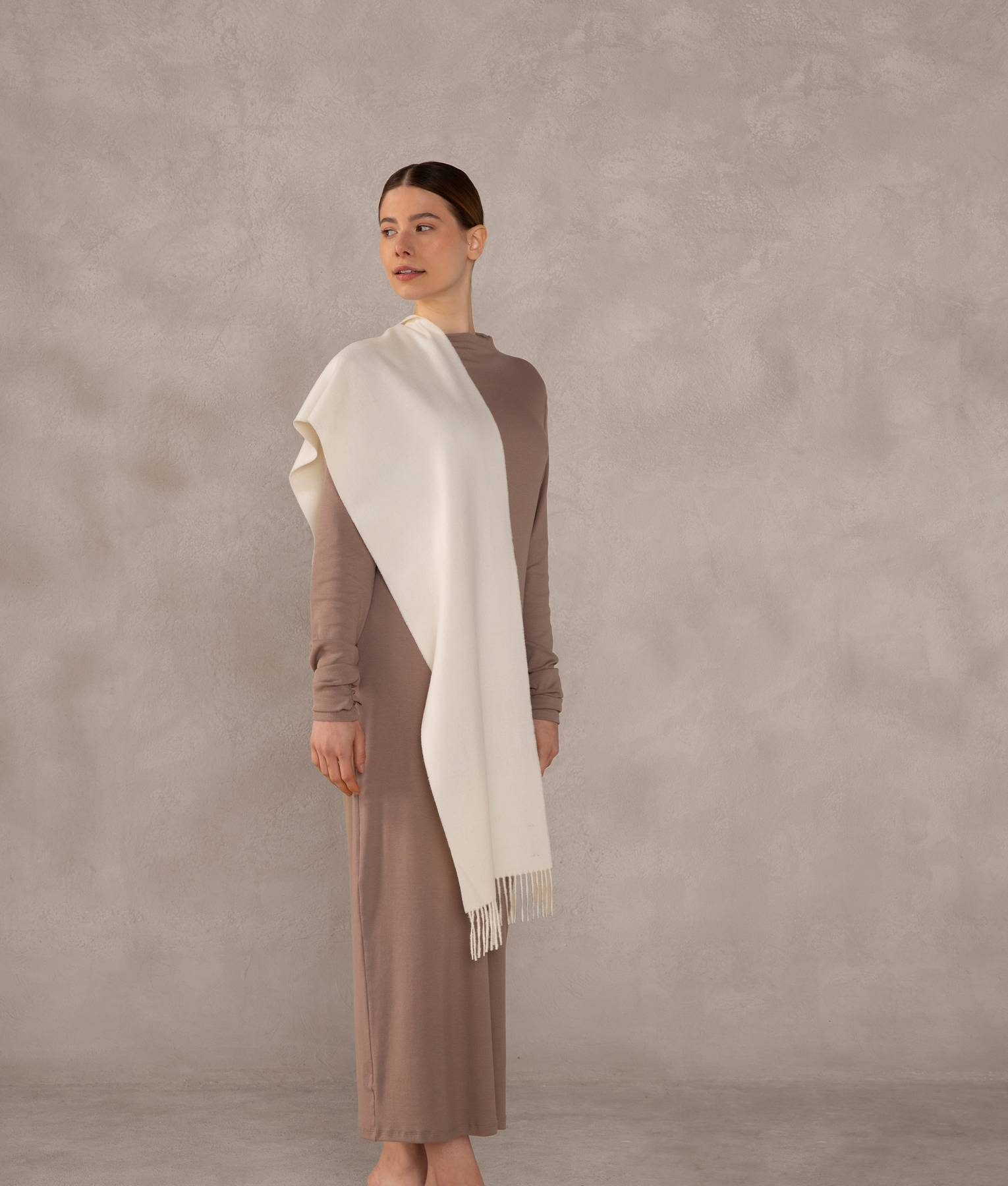 Long Brushed Scarf - Antique White
