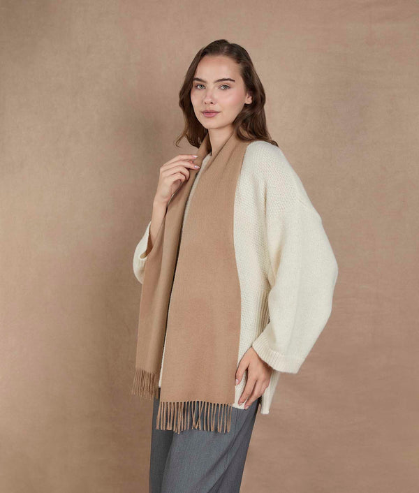 Long Brushed Scarf - Donkey Brown — donkey brown baby alpaca by Sol Alpaca