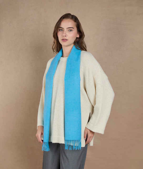 Long Brushed Scarf — Blue Margarita — blue margarita baby alpaca by Sol Alpaca