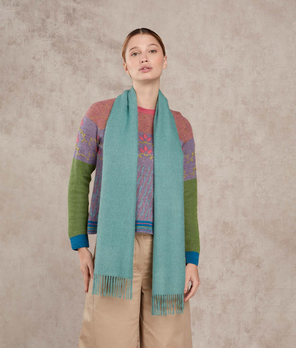 Long Brushed Scarf — Nile Blue — nile blue baby alpaca by Sol Alpaca