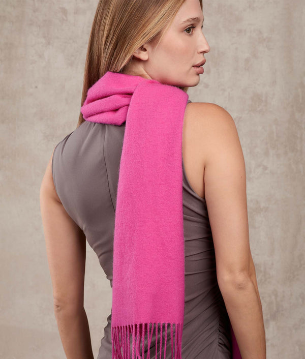Long Brushed Scarf — Fuchsia Red — fuchsia red baby alpaca by Sol Alpaca