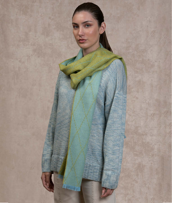 Los Coquitos Sarga Scarf - Air blue and Oasis green — air blue and oasis green baby alpaca by Sol Alpaca