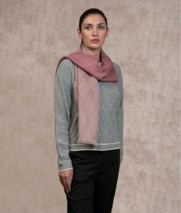 Los Coquitos Sarga Scarf - Digital pink and Light taupe — digital pink and light taupe baby alpaca by Sol Alpaca