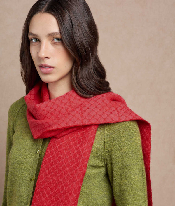 Fences Scarf — Aurora Red — aurora red baby alpaca by Sol Alpaca