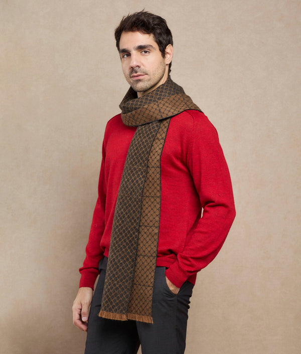 Fences Scarf — Tabaco Brown And Black — tabaco brown and black baby alpaca by Sol Alpaca