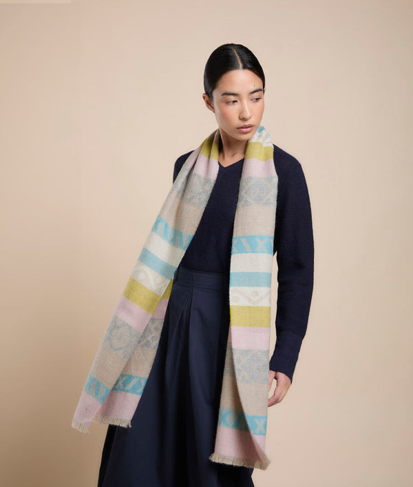 Quispe Jacquard Shawl — Cashmere Pink — cashmere pink baby alpaca by Sol Alpaca