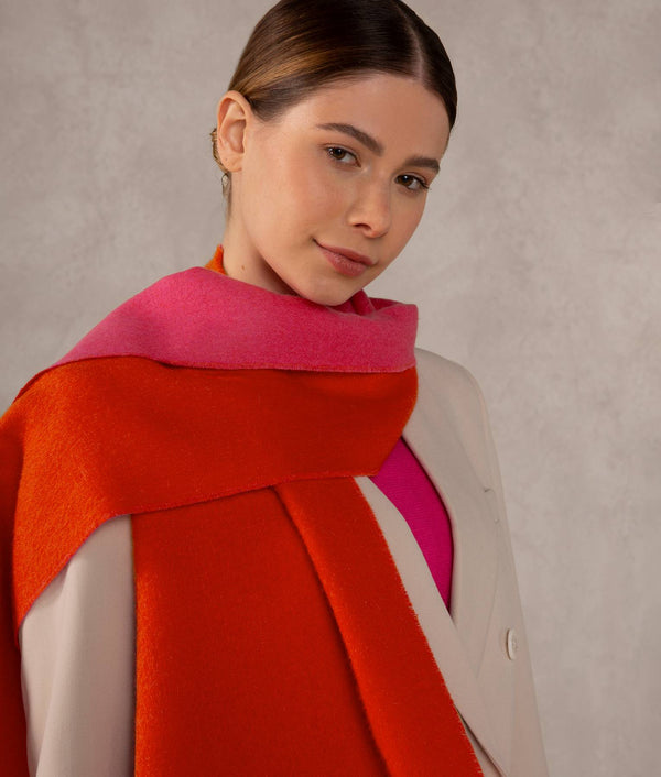Double Face Scarf - Red Grenadine And Carmine Rose — red grenadine and carmine rose baby alpaca by Sol Alpaca