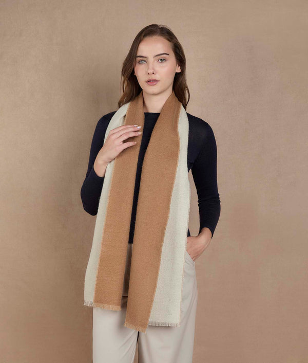 Classic Scarf in Natural Sand & Toasted Coconut — natural sand & toasted coconut baby alpaca by Sol Alpaca