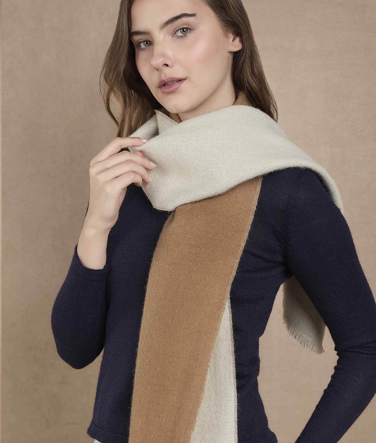 Classic Scarf in Natural Sand & Toasted Coconut