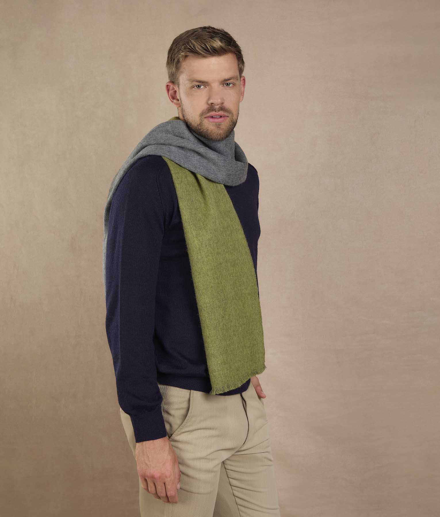 Classic Scarf in Graphite Gray & Soft Lime Green