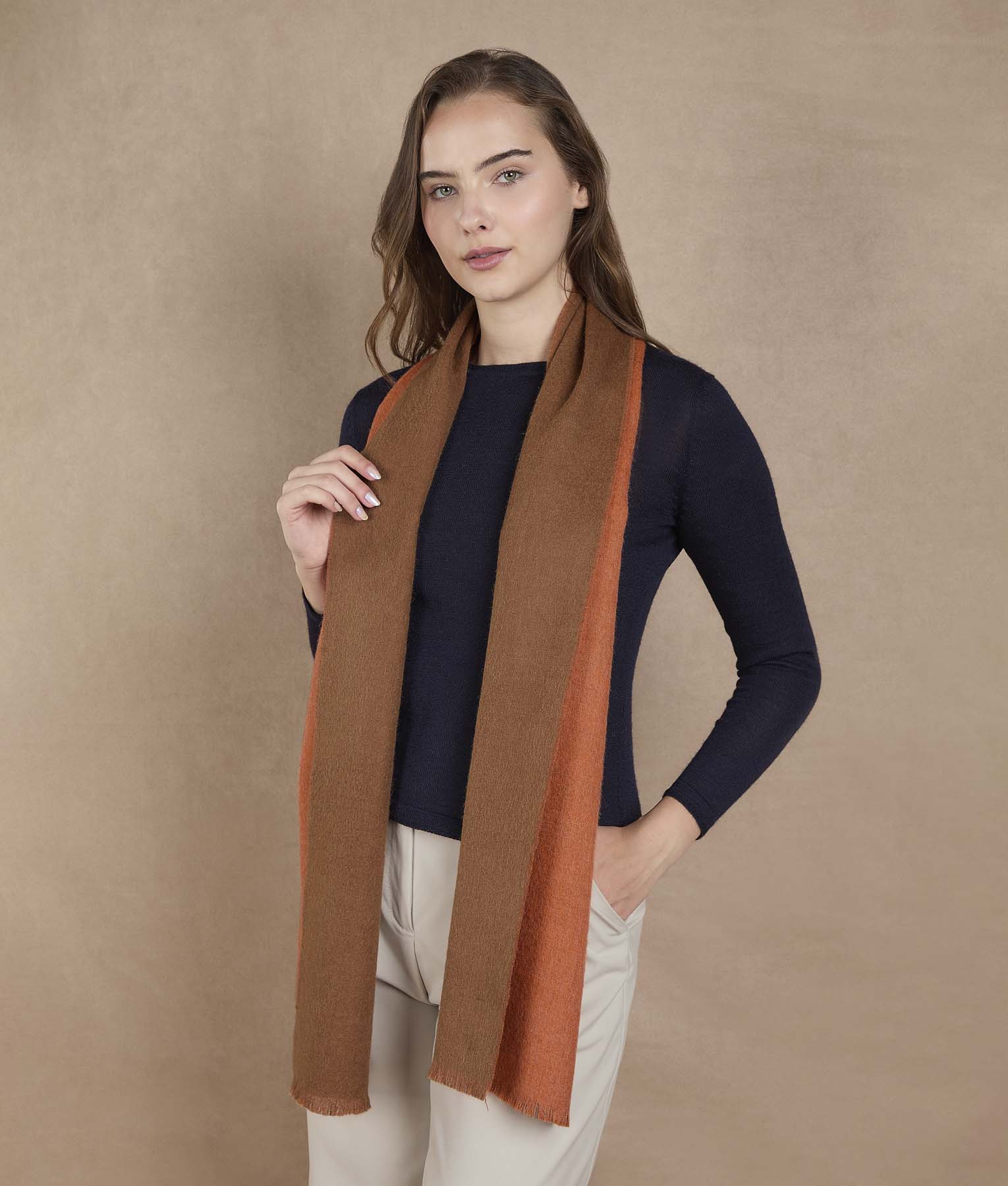 Classic Scarf in Warm Orange & Toasted Coconut