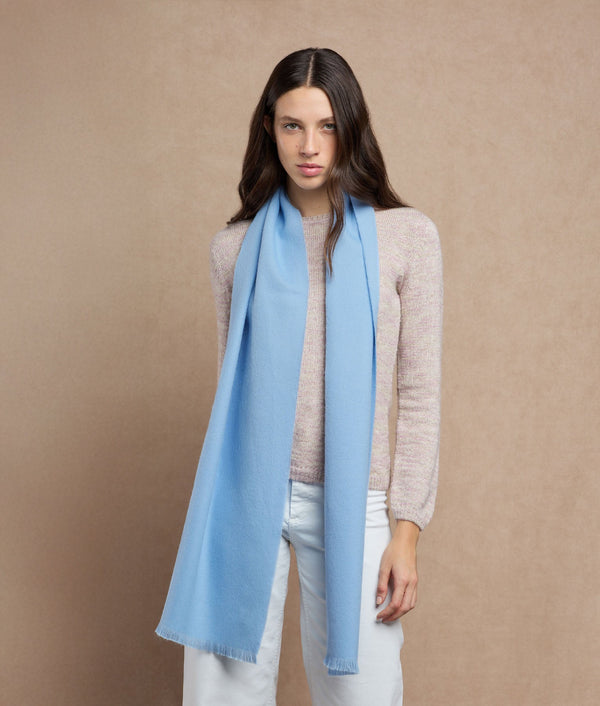 Brushed Scarf — Baby Blue — baby blue baby alpaca by Sol Alpaca