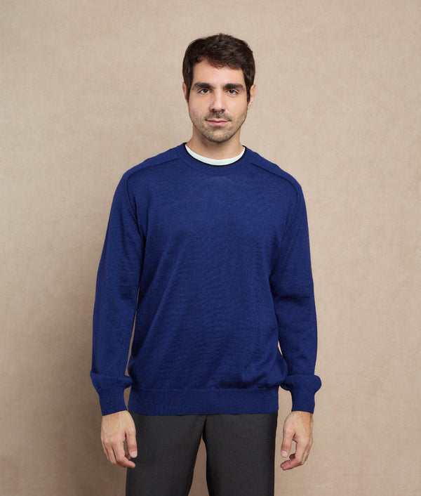 Mens Crew Sweater - in the navy — in the navy baby alpaca by Sol Alpaca