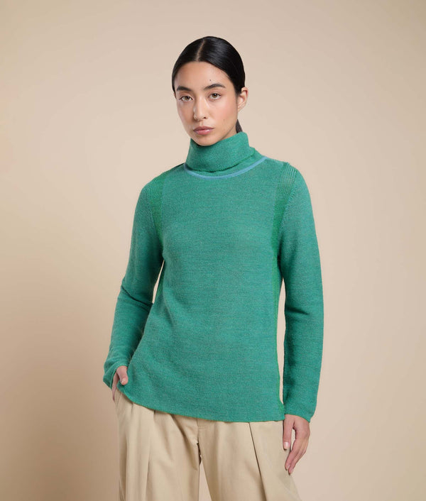 Classic Links Sweater — Turquoise — turquoise baby alpaca by Sol Alpaca