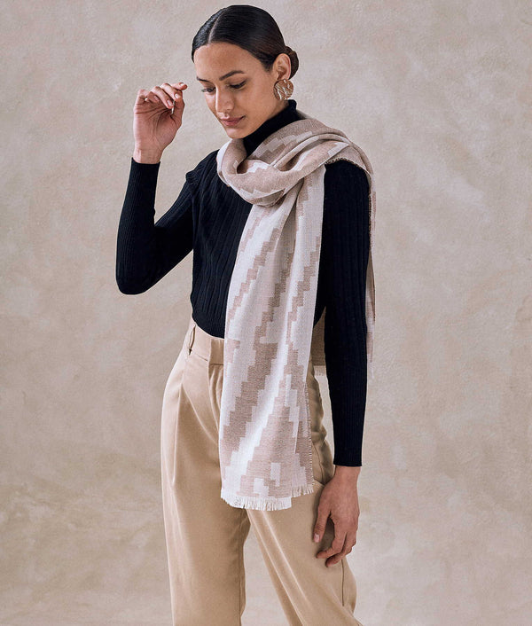 Bahama Baby Alpaca & Silk Scarf — Antique White And Tiger Eye — antique white and tiger eye baby alpaca by Sol Alpaca