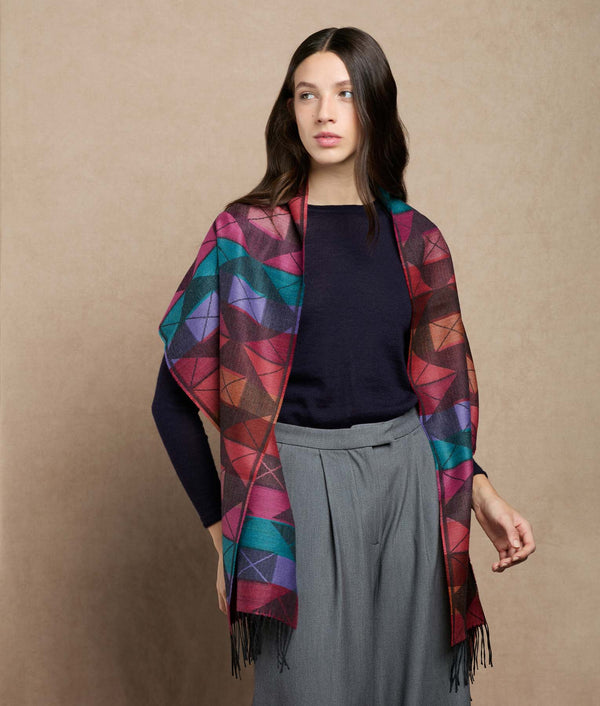 Beyond Shapes Scarf — Carbon Gray And Pastel Shades — charcoal gray and pastel shades baby alpaca by Sol Alpaca