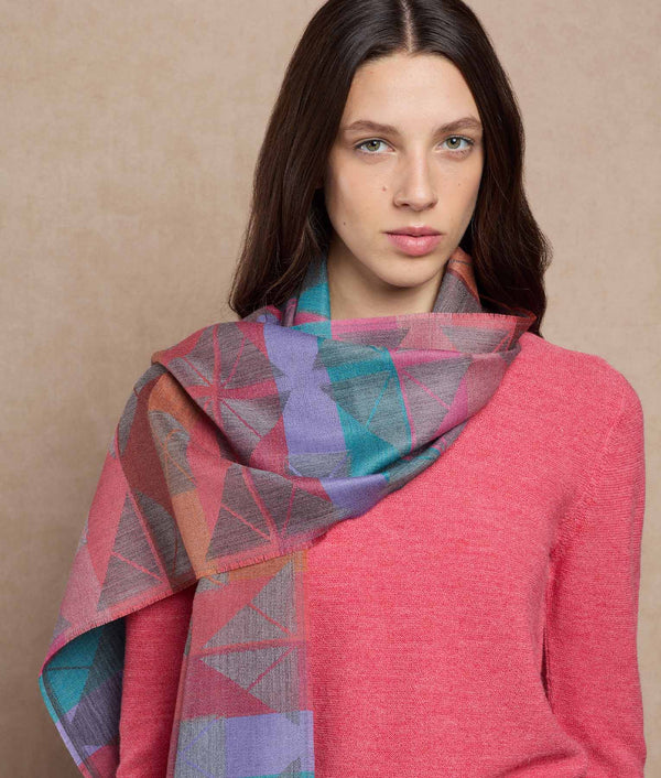 Beyond Shapes Scarf — Gray And Pastel Multicolor — gray and pastel multicolor baby alpaca by Sol Alpaca