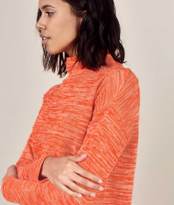 Square One Sweater - Antique White And Orange — antique white and orange baby alpaca by Sol Alpaca