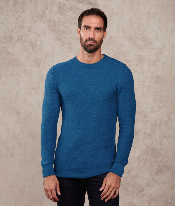 Honey Comb Sweater — Daphne Blue — daphne blue baby alpaca by Sol Alpaca