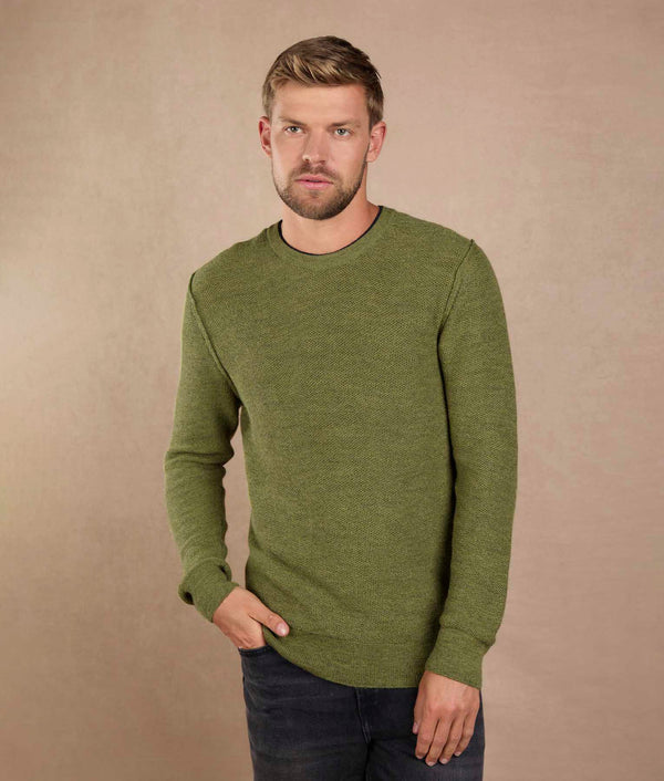 Basic Honey Comb Sweater - Vibrant Moss Green — vibrant moss green baby alpaca by Sol Alpaca