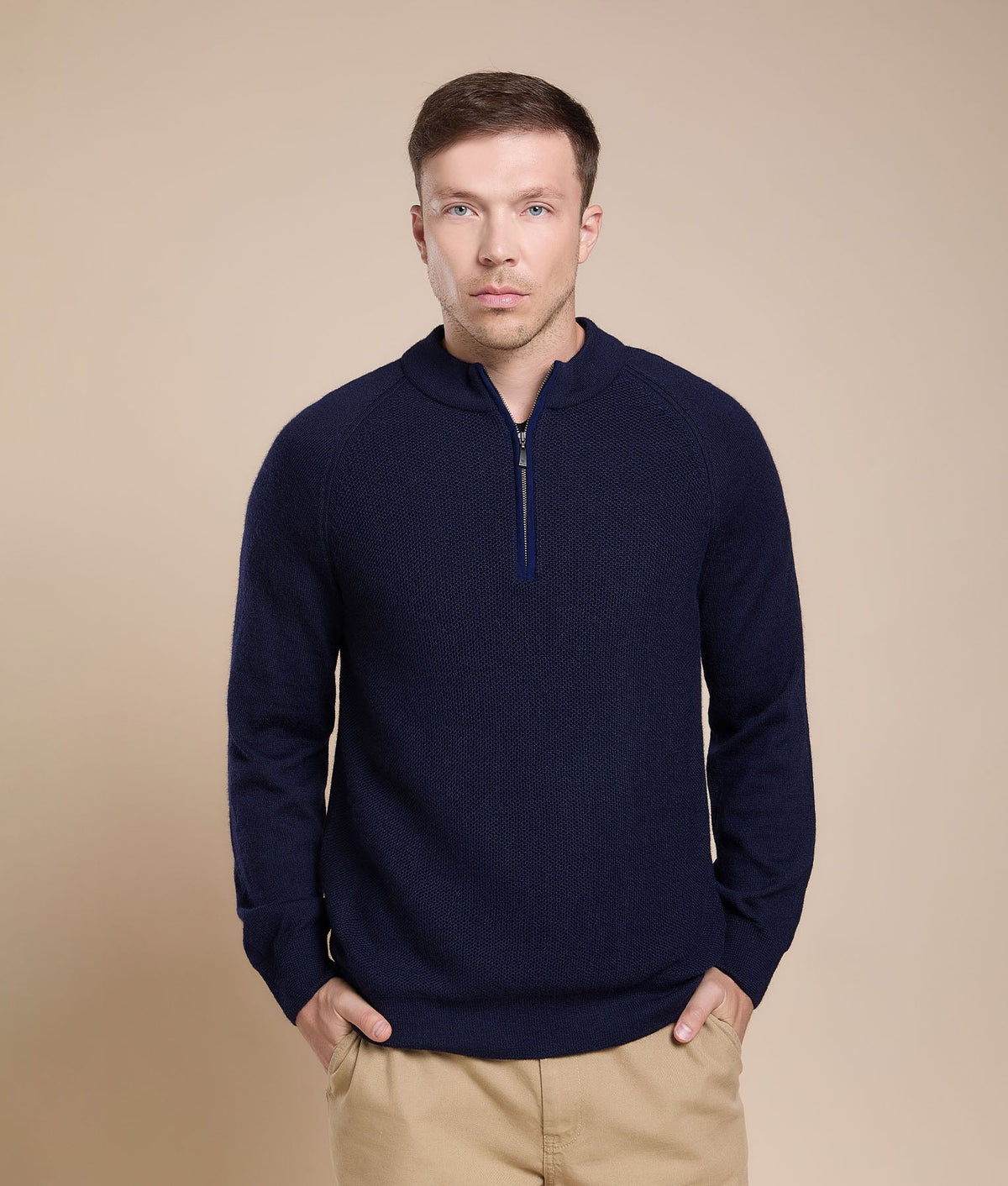 Jersey and Honeycomb Knit Sweater
