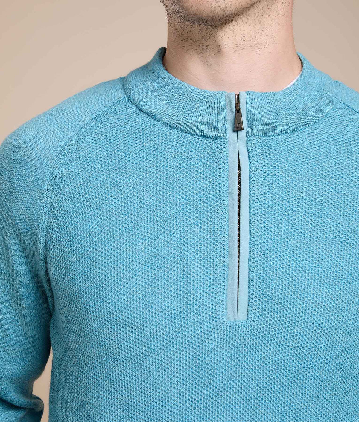 Jersey and Honeycomb Knit Sweater