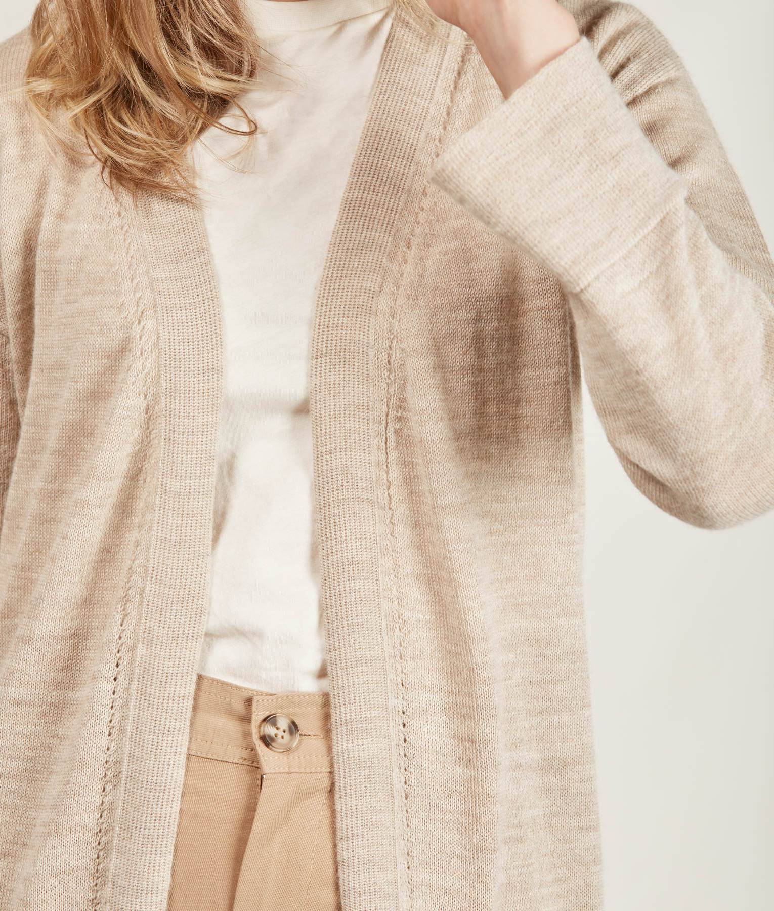 Organic Alpaca Long Belted Jersey Cardigan M Gravel