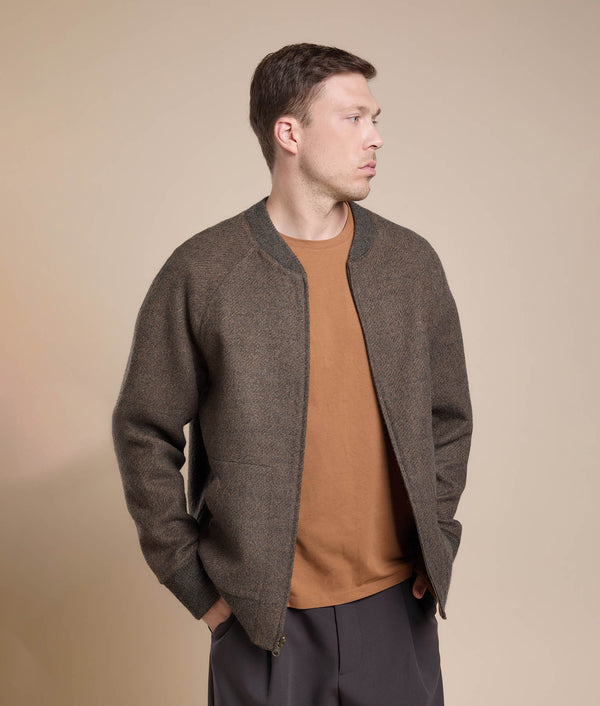 Reversible Bomber Jacket — Camel & Dark Cacao — camel & dark cacao baby alpaca by Sol Alpaca