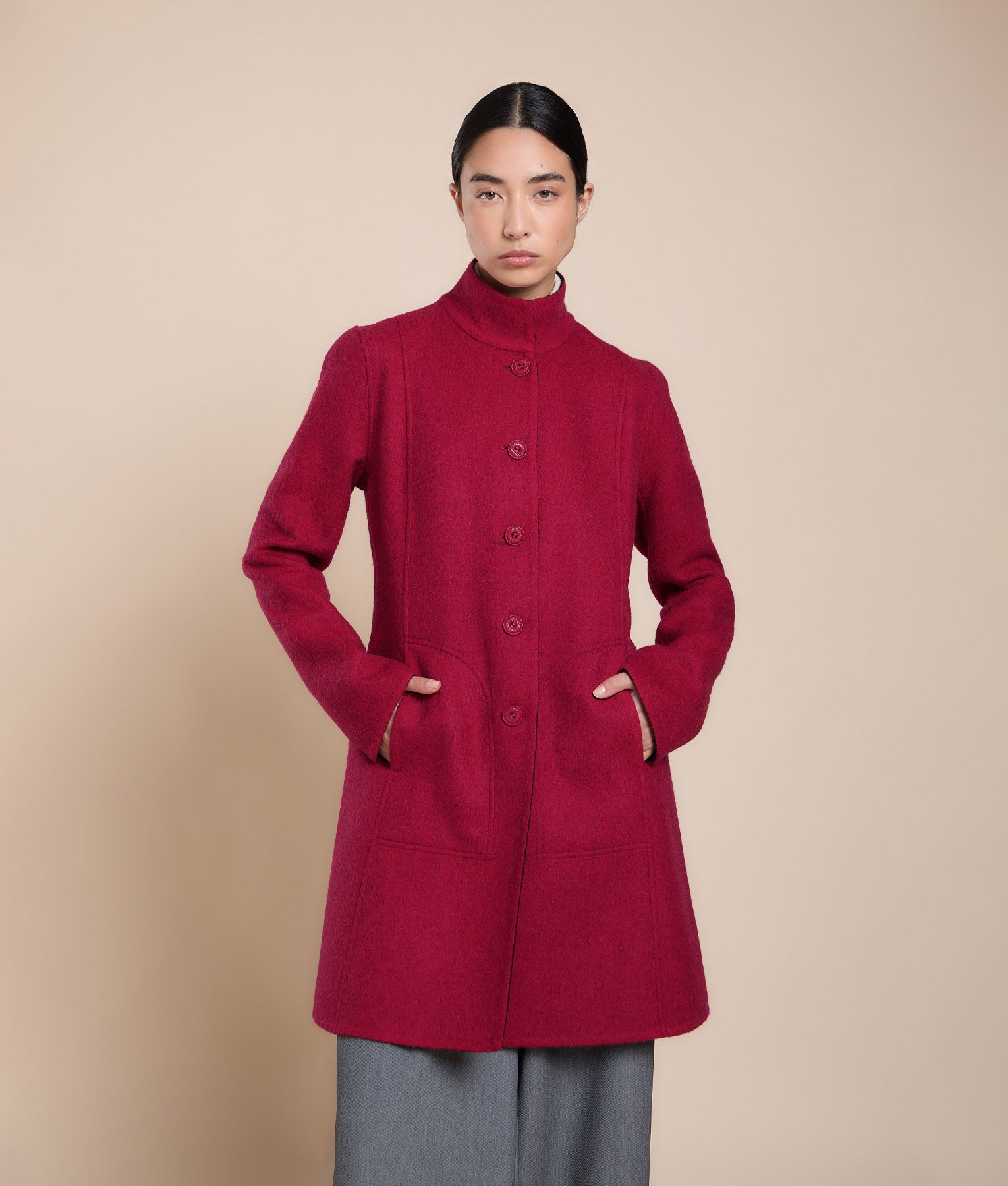 【YLEVE 】WOOL ALPACA REVERSIBLE COAT Reversible Baby Alpaca Soft Coat