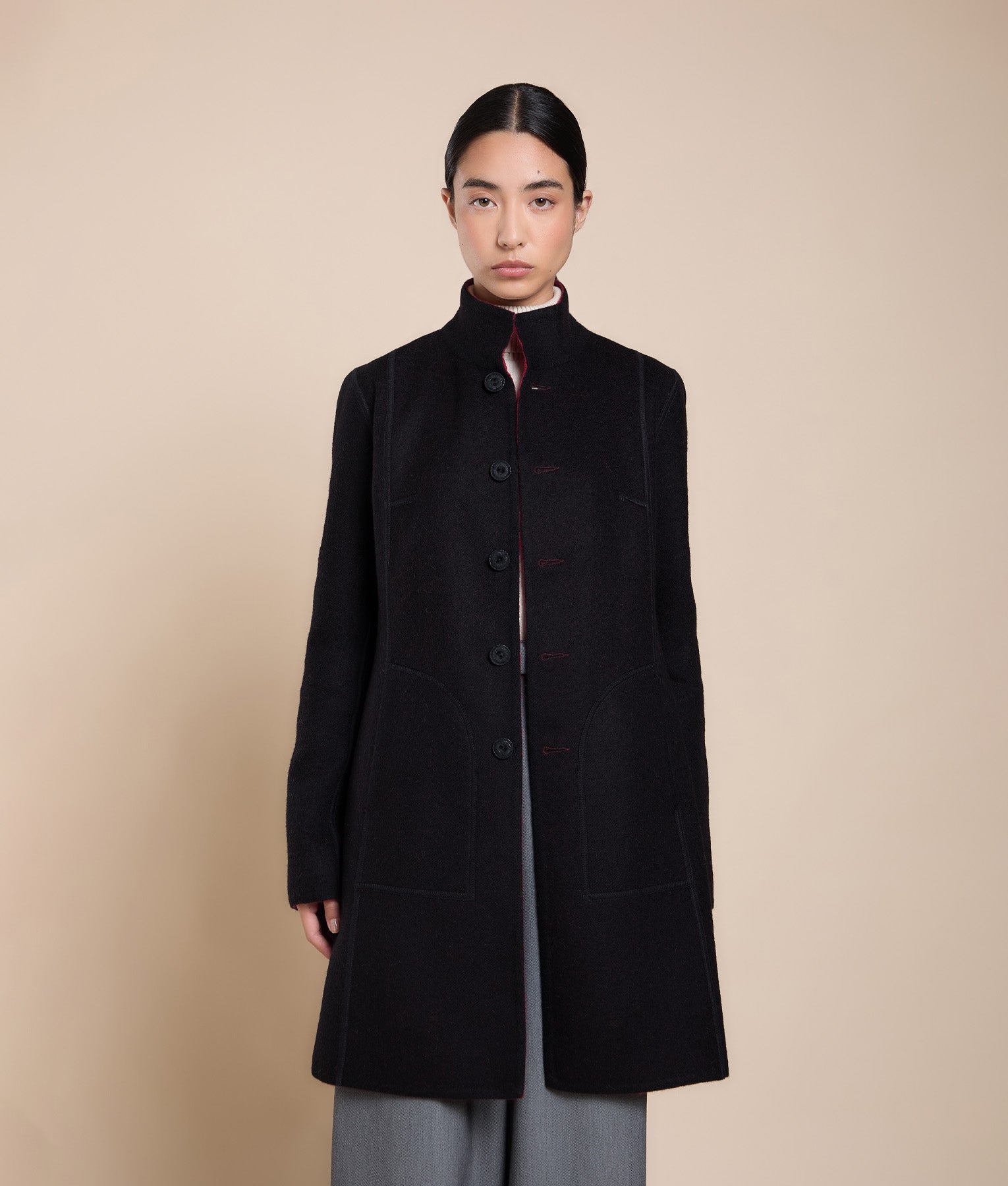 【YLEVE 】WOOL ALPACA REVERSIBLE COAT Reversible Baby Alpaca Soft Coat