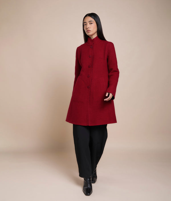 Essential Reversible Coat — Scarlet Red & Black — scarlet red & black baby alpaca by Sol Alpaca