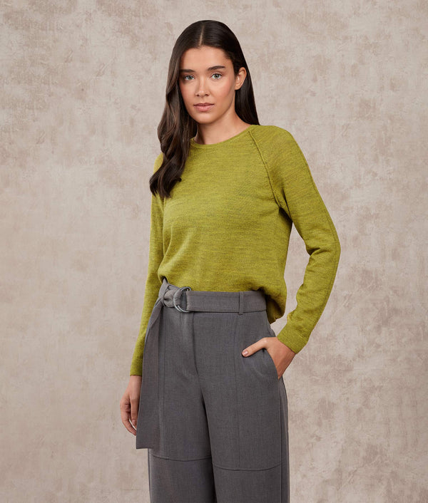 Basic Raglan Sleeves Sweater — Spinach Green — spinach green baby alpaca by Sol Alpaca