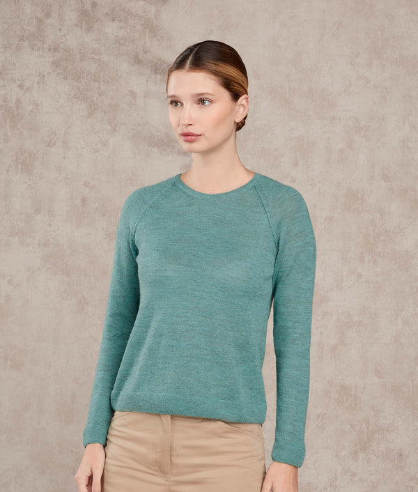 Basic Raglan Sleeves Sweater — Nile Blue — nile blue baby alpaca by Sol Alpaca