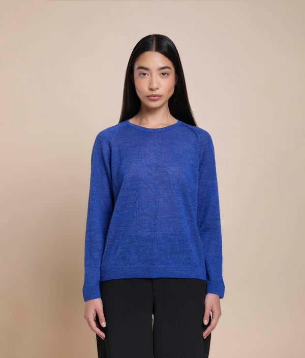 Basic Raglan Sleeve Sweater — Indigo Blue — indigo blue baby alpaca by Sol Alpaca