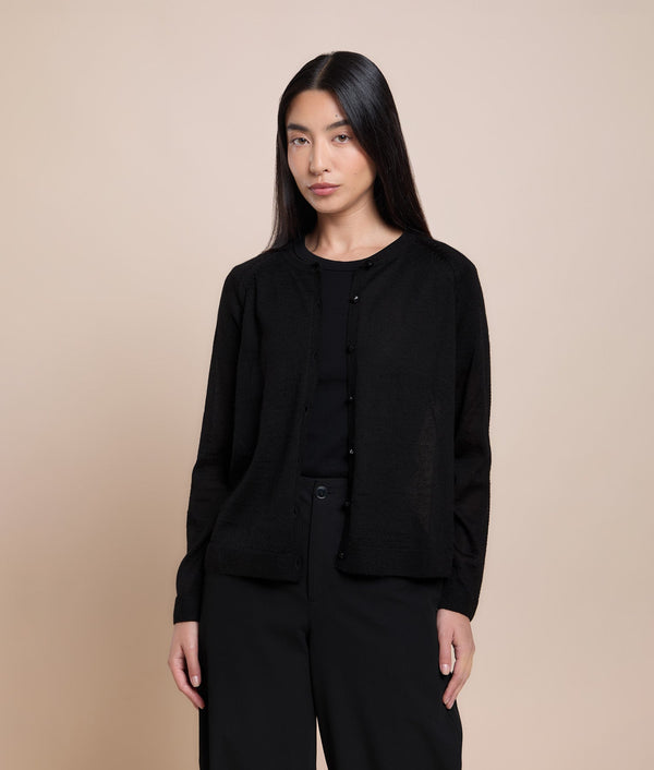 Basic Raglan Sleeve Cardigan — Black — black baby alpaca by Sol Alpaca